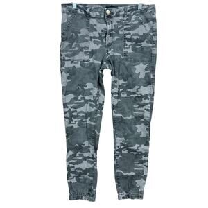 Prosperity Womens Pants Gray Camouflage Mid Rise Tapered Ankle Stretch Large